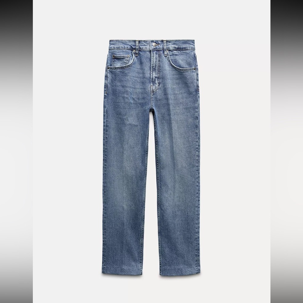 Zara Women’s High Waist Cropped Bootcut Blue Jeans